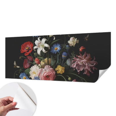 Självhäftande fototapet med blommor och insekter som motiv