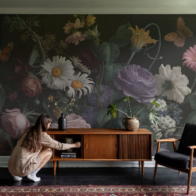 Fototapet barn med blommigt mönster i elegant design