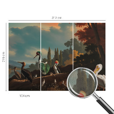 3D fototapet Pittoreska fåglar