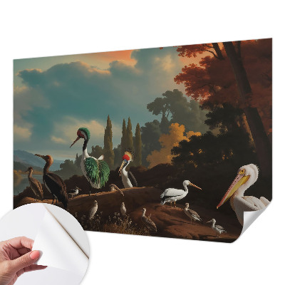 3D fototapet med pittoreska fåglar som motiv