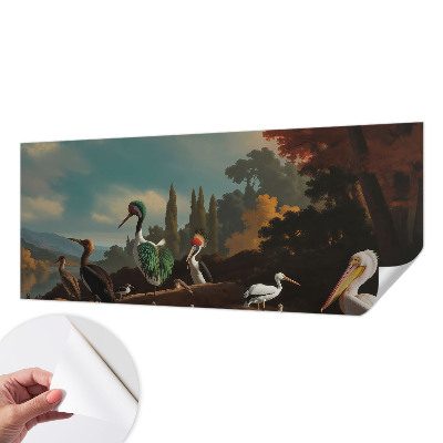 3D fototapet med pittoreska fåglar som motiv