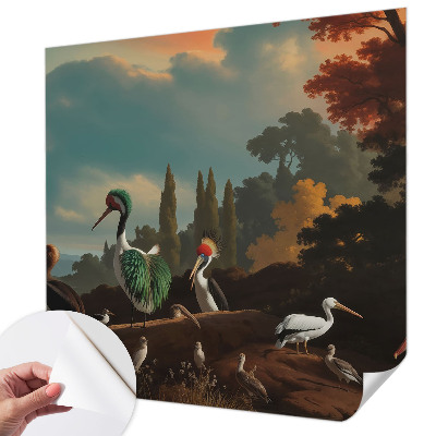 3D fototapet Pittoreska fåglar