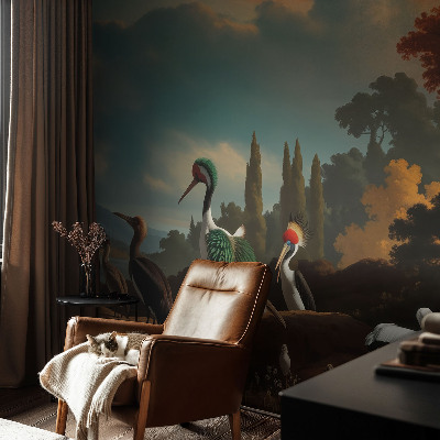 3D fototapet Pittoreska fåglar