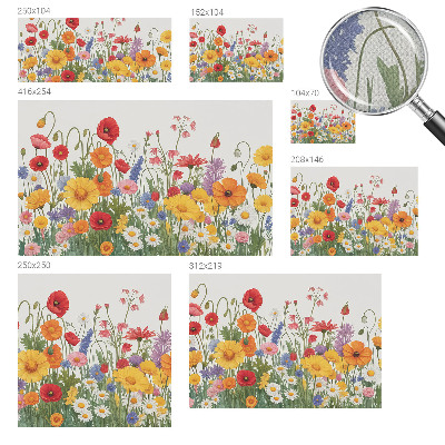 Självhäftande fototapet med motiv av en blomsteräng