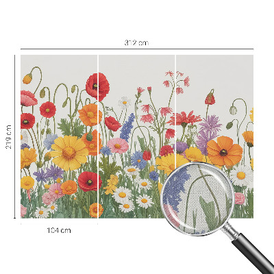 Självhäftande fototapet med motiv av en blomsteräng