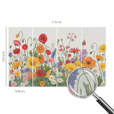 Självhäftande fototapet med motiv av en blomsteräng