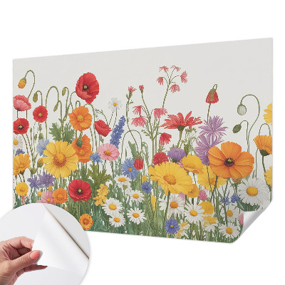 Självhäftande fototapet med motiv av en blomsteräng
