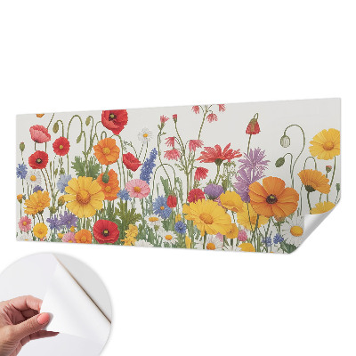 Självhäftande fototapet med motiv av en blomsteräng