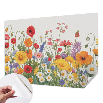 Självhäftande fototapet med motiv av en blomsteräng