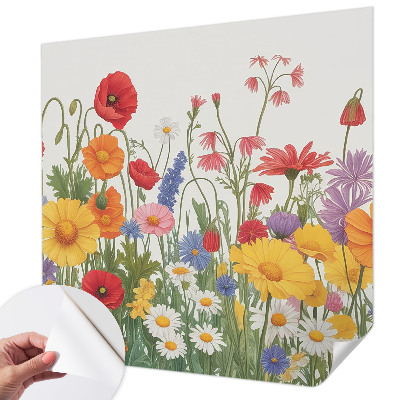 Självhäftande fototapet med motiv av en blomsteräng