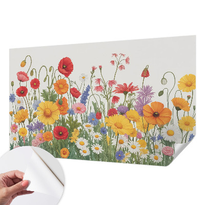 Självhäftande fototapet med motiv av en blomsteräng