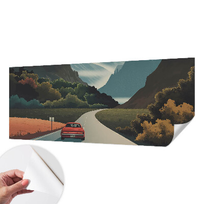 Självhäftande fotovägg med motiv av bergsäventyr