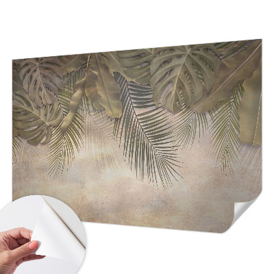 3D fototapet med motiv av tropiska löv