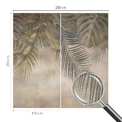 3D fototapet med motiv av tropiska löv