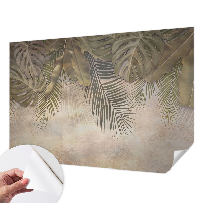 3D fototapet med motiv av tropiska löv
