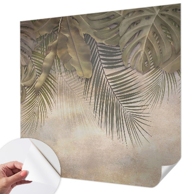 3D fototapet med motiv av tropiska löv