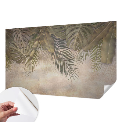 3D fototapet med motiv av tropiska löv
