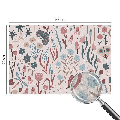 Peel and stick fototapet med motiv av blommor och insekter