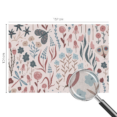 Peel and stick fototapet med motiv av blommor och insekter