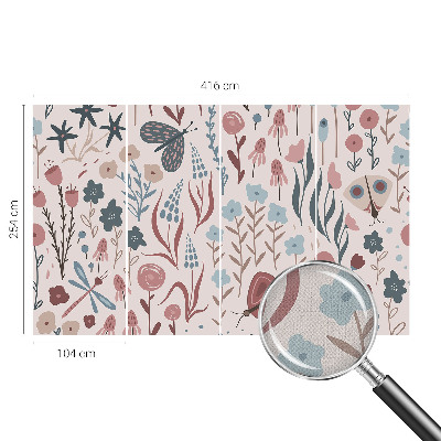 Peel and stick fototapet med motiv av blommor och insekter