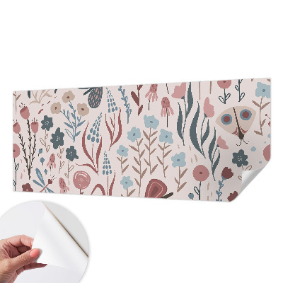 Peel and stick fototapet med motiv av blommor och insekter