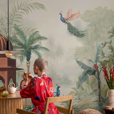 Självhäftande fototapet Påfågelträdgårdar