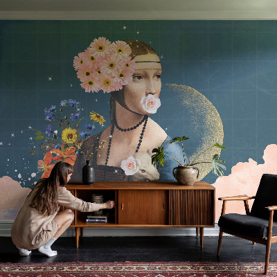 Fototapet för barn i blommigt mönster med elegant design