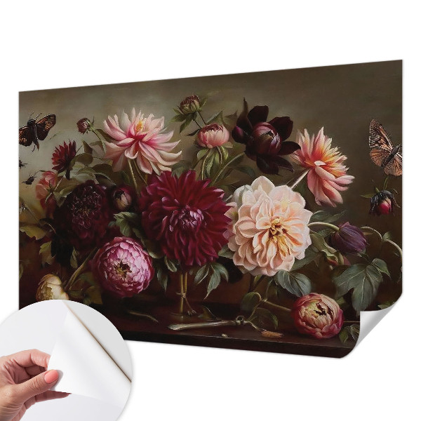 Självhäftande fototapet med ett blommigt mönster med majestätisk karaktär