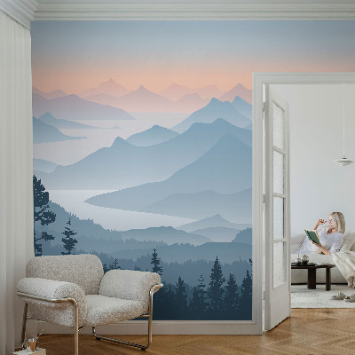 Fototapet för barn med ett bergspanorama
