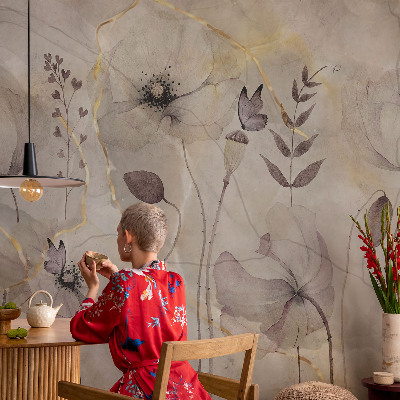 Fototapet barn med ömtåliga blommor