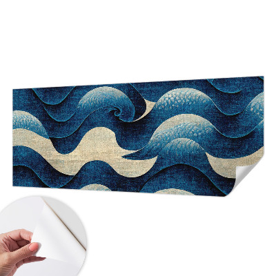 3D fototapet Blå vågor