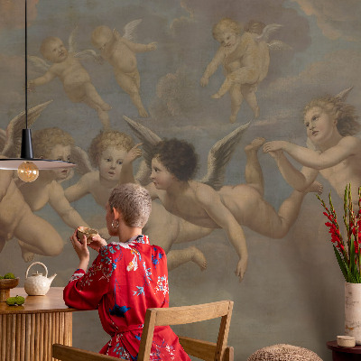Fototapet för barn med änglafigurer