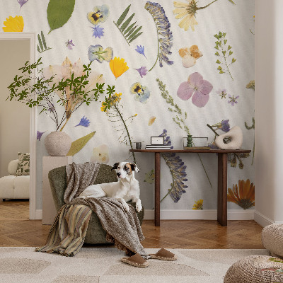 3D fototapet med motiv av vårblommor