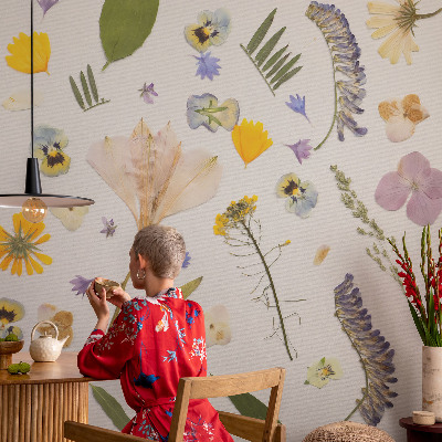 3D fototapet med motiv av vårblommor