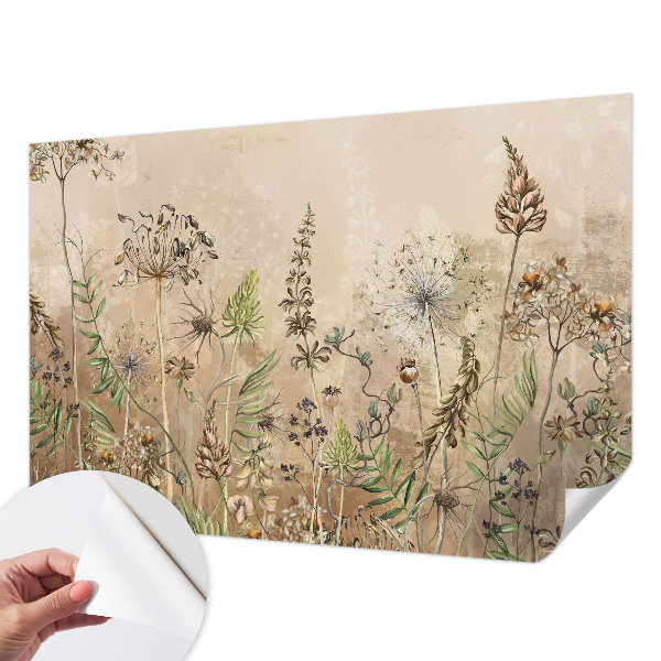 Självhäftande fotovägg med rustika blommotiv
