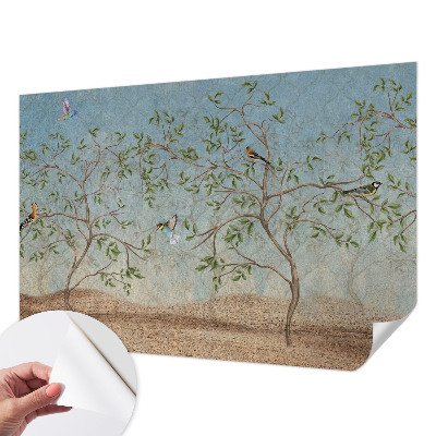 3D fototapet Fåglar i träden