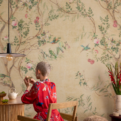 Fototapet barnrum med blommiga accenter