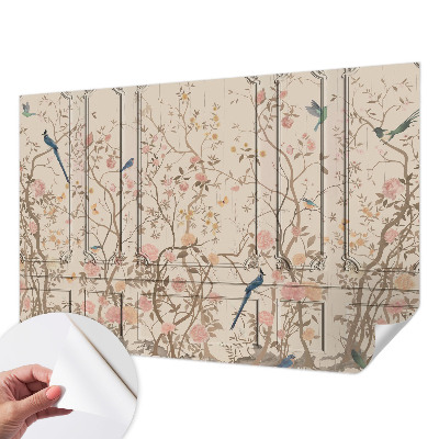 Självhäftande fotovägg Fåglar och blommor