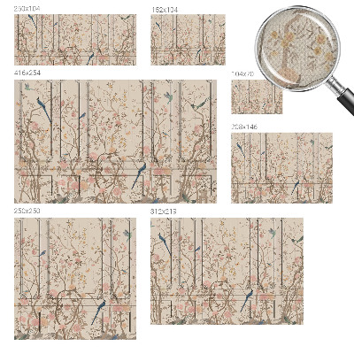 Självhäftande fotovägg Fåglar och blommor