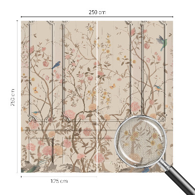 Självhäftande fotovägg med motiv av fåglar och blommor
