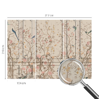 Självhäftande fotovägg Fåglar och blommor