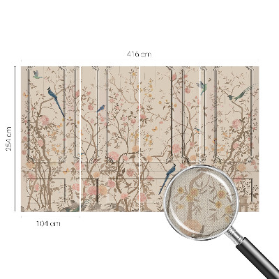 Självhäftande fotovägg Fåglar och blommor