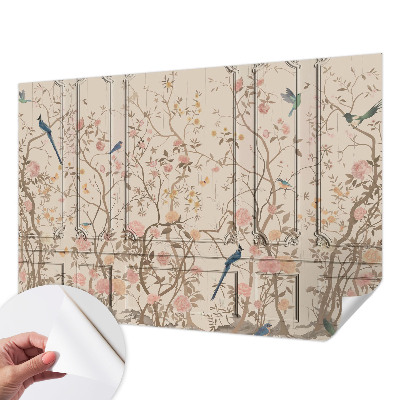 Självhäftande fotovägg med motiv av fåglar och blommor