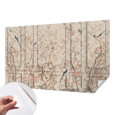 Självhäftande fotovägg Fåglar och blommor