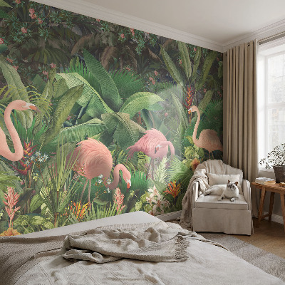 Fototapet barn med rosa flamingor