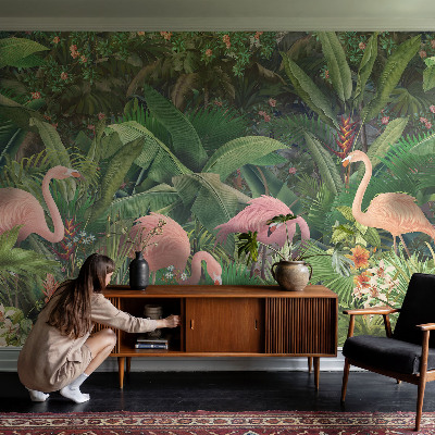 Fototapet barn med rosa flamingor
