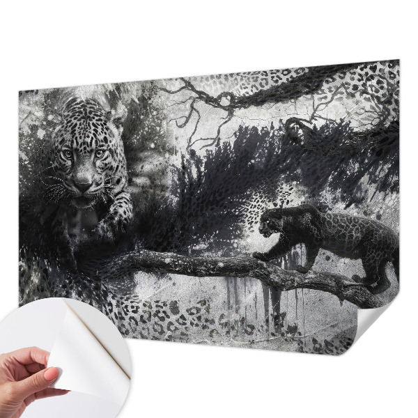 Självhäftande fototapet med ett mönster av abstrakta leoparder