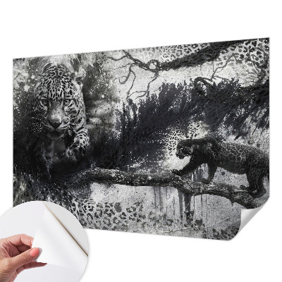 Självhäftande fototapet med ett mönster av abstrakta leoparder