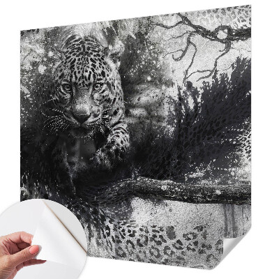 Självhäftande fototapet med ett mönster av abstrakta leoparder