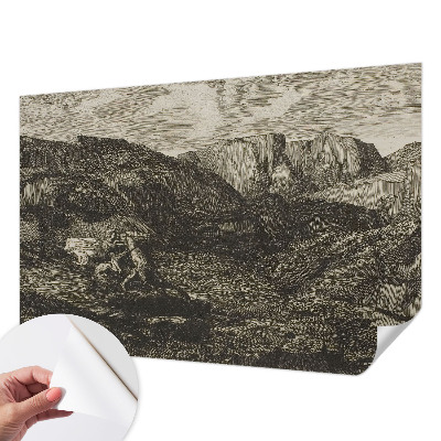 3D fototapet med motiv av en bergsresa